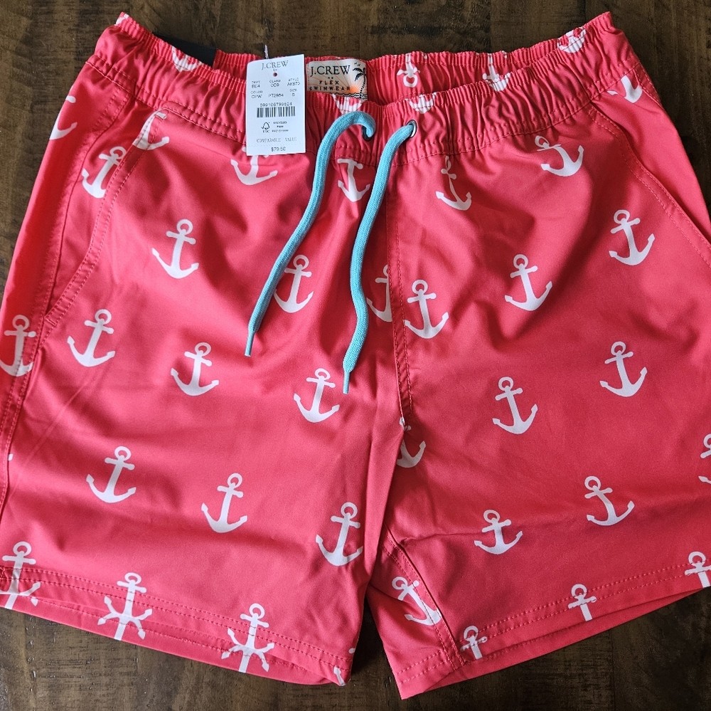 BNWT - J. Crew Coral Anchor Print Men's Shorts - Sz XL - Picture 1 of 3